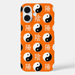 Coques iPhone 16 Motif d'Arrière - plan orange du Yinyang