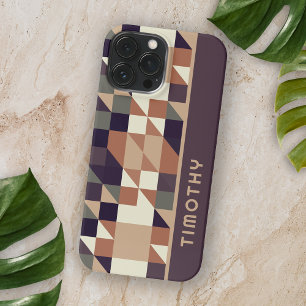 Coque iPhone 15 Pro Max Motif d'art Carré Triangles Polygon Personnalisé