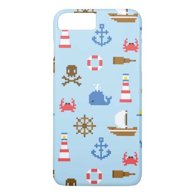 Coques Case-Mate iPhone Motif d'art de mer de pixel (Dos)