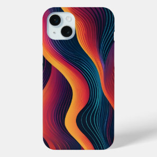 Coque iPhone 15 Mini motif d'art des lignes Abstraites