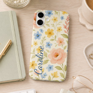 Coques iPhone 16 Plus Motif d'art floral classe et amusant personnalisé