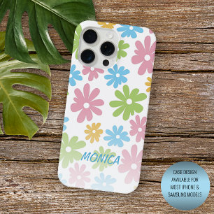 Coque iPhone 15 Pro Max Motif d'art floral pastel rétro personnalisé