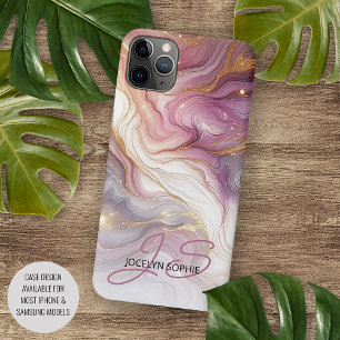 Case-Mate iPhone Case Motif d'art Marbre blanc rose foncé violet or