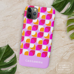 Coque iPhone 15 Pro Max Motif d'art personnalisé rose orange milieu du siè
