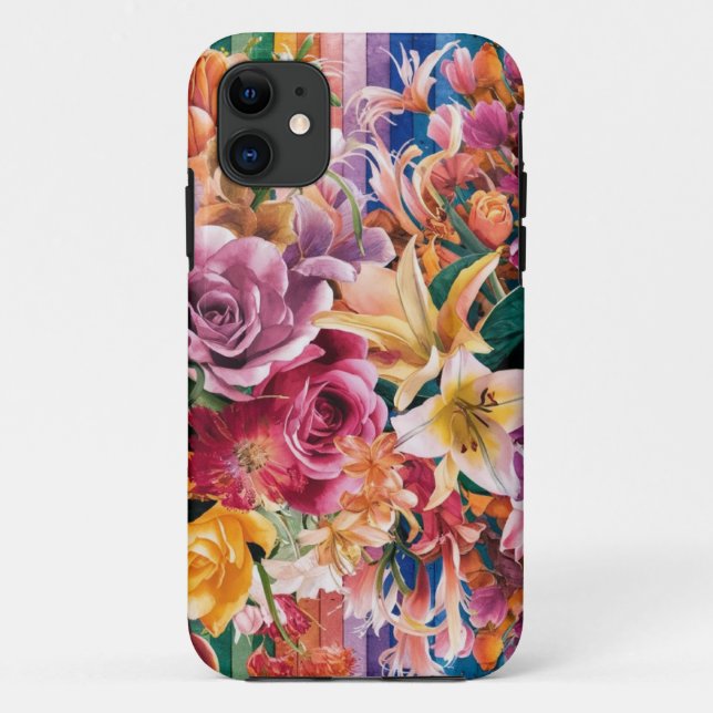 Coques Case-Mate iPhone Motif d'art rose bleu vert jaune orange (Dos)