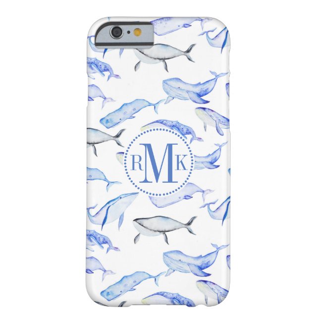 Coques Case-Mate iPhone Motif de baleine bleue d'aquarelle (Dos)