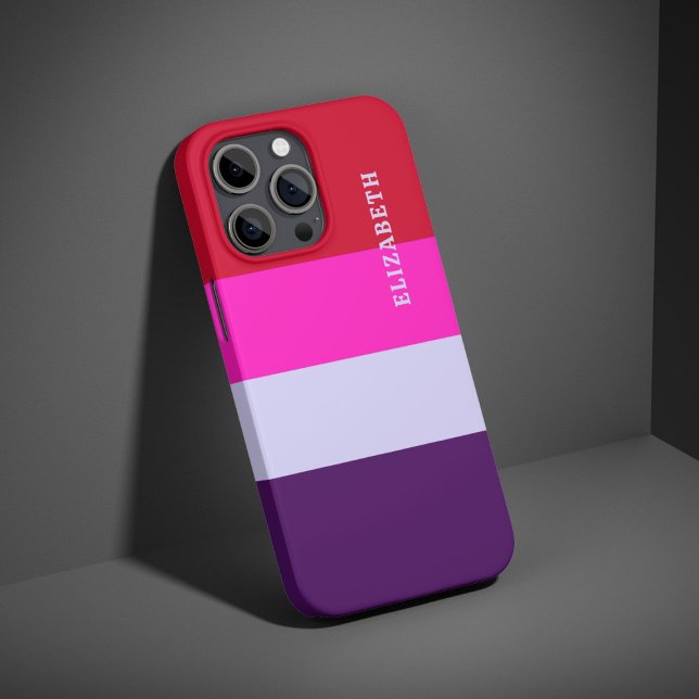 Coques Case-Mate iPhone Motif de bandes rouge, rose et violet (Créateur téléchargé)