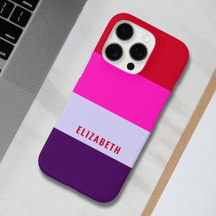 Coques iPhone 16 Pro Motif de bandes rouge, rose et violet