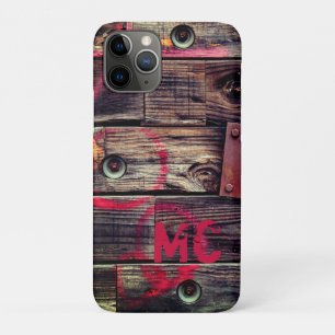 Case-Mate iPhone Case Motif de bois rustique industriel monogramme