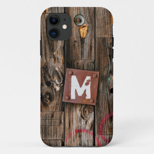 Case-Mate iPhone Case Motif de bois rustique industriel monogramme