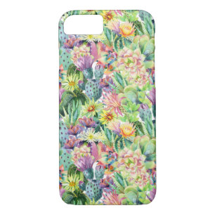 Coque Case-Mate Pour iPhone Motif de cactus d'aquarelle en fleurs exotiques