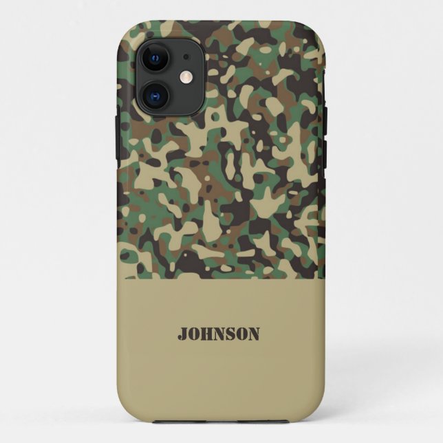 Coques Case-Mate iPhone Motif de camouflage de nom personnalisé (Dos)
