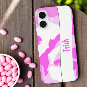 Coques iPhone 16 Motif de camouflage de rose et de blanc