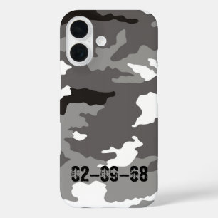 Coques iPhone 16 Motif de camouflage gris