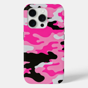 Coque iPhone 15 Pro Motif de camouflage rose