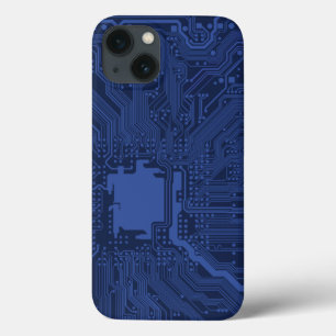iPhone 13 Case Motif de carte mère Geek bleu
