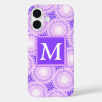 Motif de cercles violets monogramme