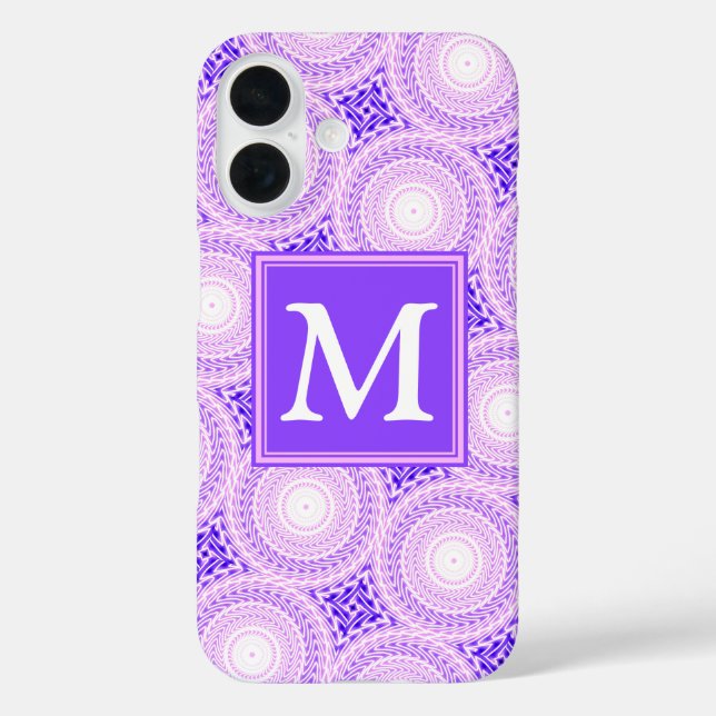 Coques Case-Mate iPhone Motif de cercles violets monogramme (Verso)