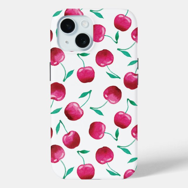 Coques Case-Mate iPhone Motif de cerise aquarelle (Verso)