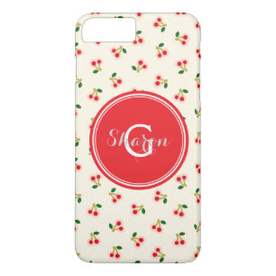 Coque iPhone 7 Plus Motif de cerise rouge rétro féminin
