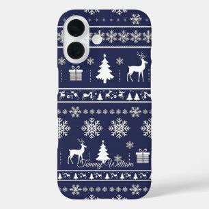 Coques iPhone 16 motif de chandail mignon et moche de noël