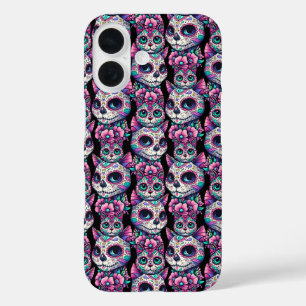 Coques iPhone 16 Motif de chat crâne sucre
