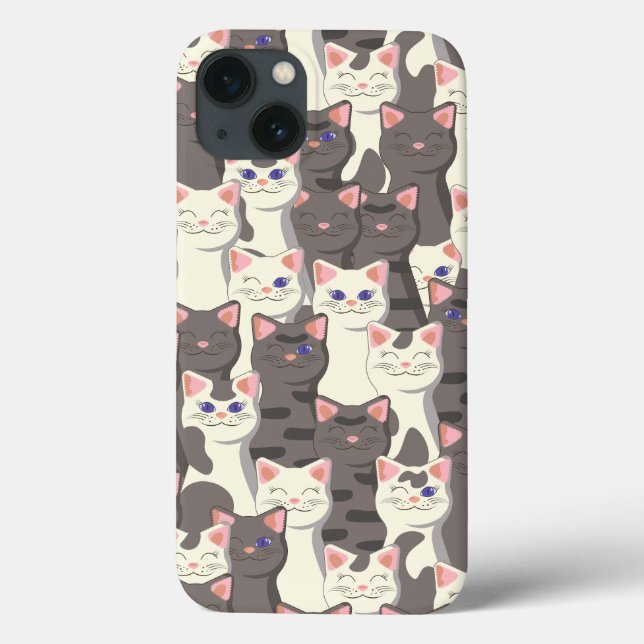 Coques Case-Mate iPhone Motif de chats blancs et gris (Verso)