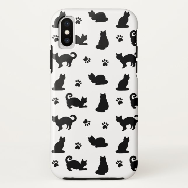 Coques Case-Mate iPhone Motif de chats noirs et d'empreintes de pattes (Dos)