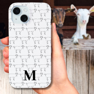 Coque Pour iPhone 15 Motif de chèvre mignonne noir et blanc