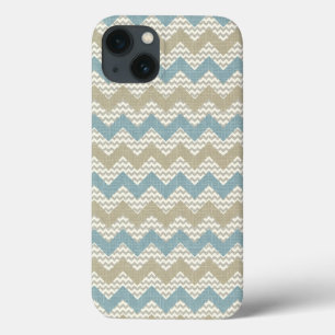 Etui iPhone 13 Motif de Chevron sur la texture de toile