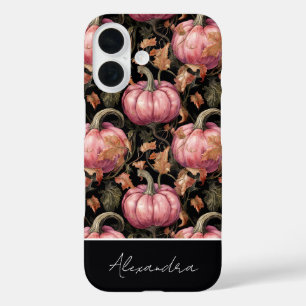 Coques iPhone 16 motif de citrouille et de feuilles coloré personna