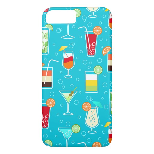 Coques Case-Mate iPhone Motif de cocktail sur l'arrière - plan turquoise (Dos)