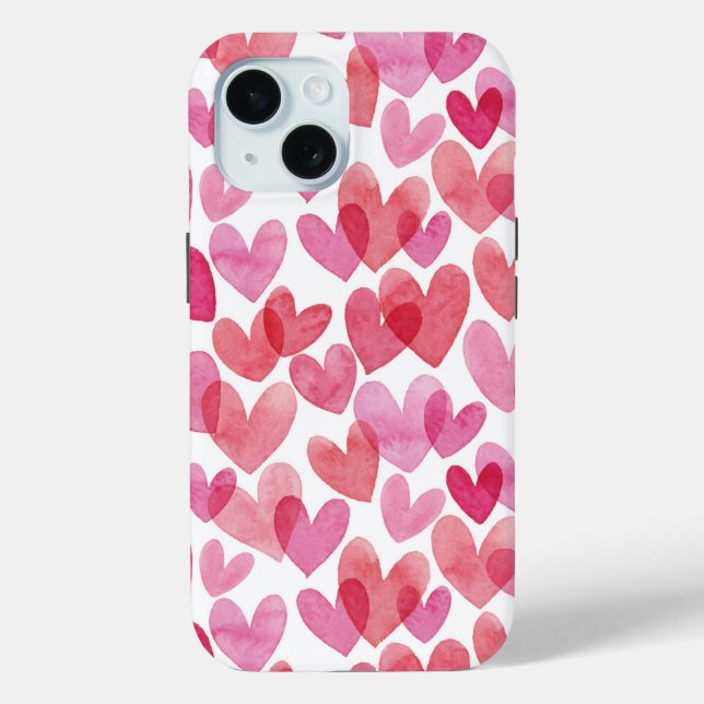 Coques Case-Mate iPhone Motif de coeur aquarelle (Verso)