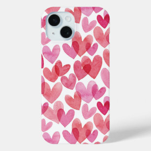 Coque Pour iPhone 15 Motif de coeur aquarelle