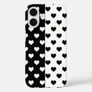 Coques iPhone 16 Motif de coeur Black White Love