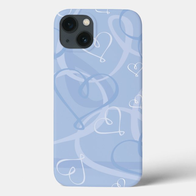 Coques Case-Mate iPhone Motif de coeur bleu (Verso)