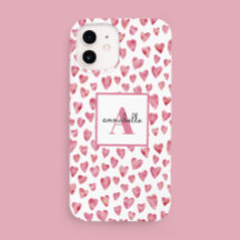Motif de coeur de couleur rose monogramme