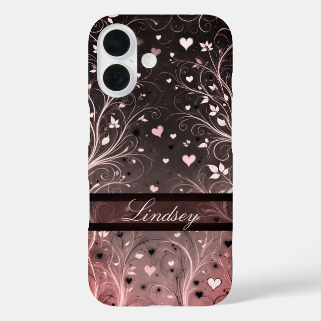 Coques Case-Mate iPhone Motif de coeur floral romantique (Verso)