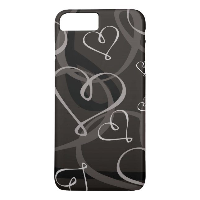 Coques Case-Mate iPhone Motif de coeur noir et blanc (Dos)