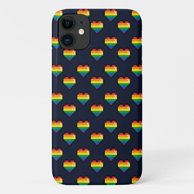 Coques Case-Mate iPhone Motif de coeur Rainbow 8 Bit (Dos)
