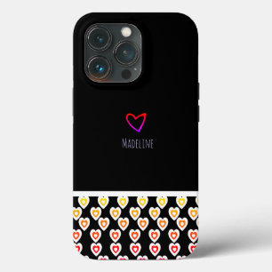 Case-Mate iPhone Case Motif de cœur simple en bordure répétitive arc-en-