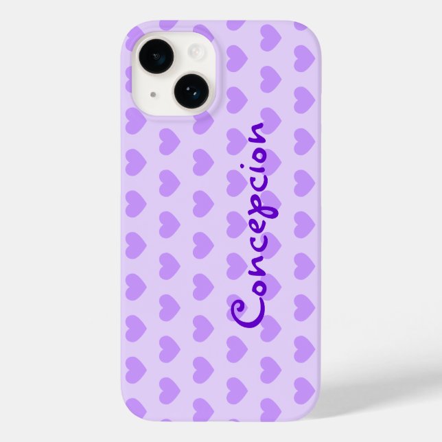 Coques Case-Mate iPhone Motif de coeur violet clair personnalisé (Verso)