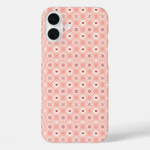 Coques iPhone 16 Plus Motif De Coeurs Et De Flammes De Neige Roses Retro