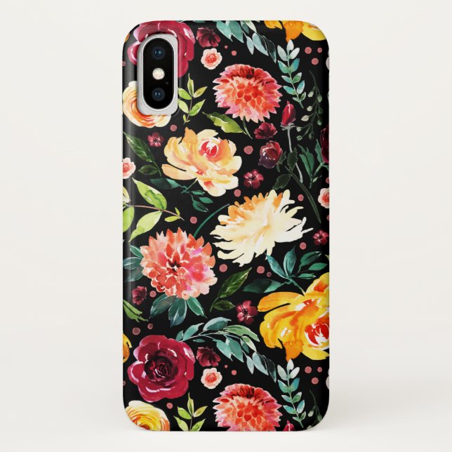 Coques Case-Mate iPhone Motif de collage des fleurs d'aquarelles (Dos)