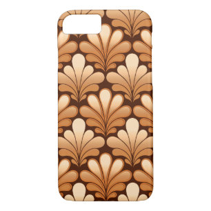 Coque iPhone 7 Motif de coquillages Art Déco, or Rose et Brown fo