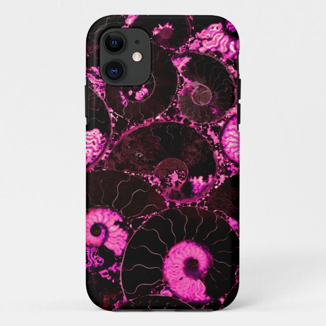 Coques Case-Mate iPhone Motif de coquille fossile rose Nautilus (Dos)