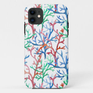 Coque iPhone 11 Motif de corail aquarelle