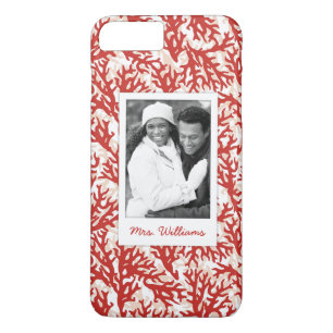 Coques Pour iPhone Motif   de corail rouge votre photo et nom
