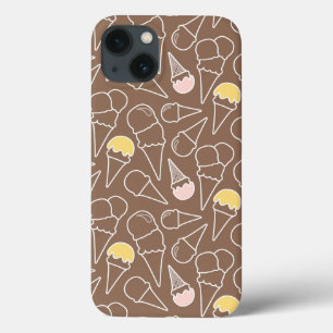 iPhone 13 Coque Motif de cornet de crème glacée sur le brun