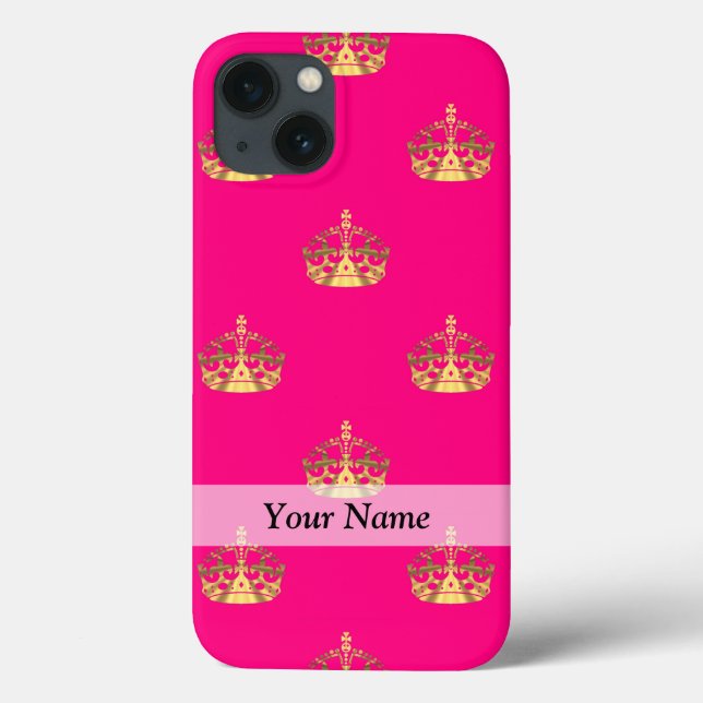 Coques Case-Mate iPhone Motif de couronne rose et or (Verso)
